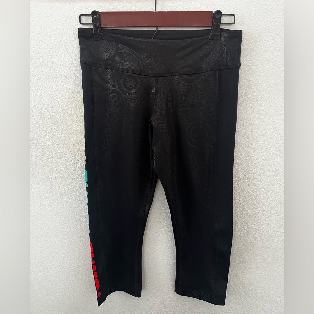 Zumba crop pants, small, black w/zumba on side of leg